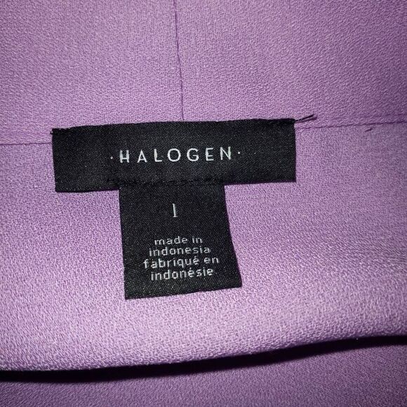 HALOGEN PURPLE BUTTON DOWN BLOUSE SZ.L EUC - Picture 5 of 6